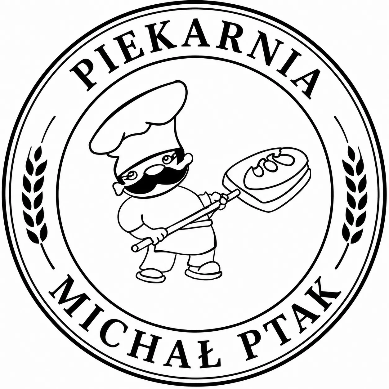 Logo Piekarni Michał Ptak - piekarz z łopatą do chleba